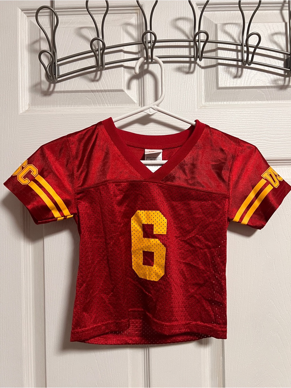 Kids Red & Gold Football Jersey Top - Number 6 🩷
